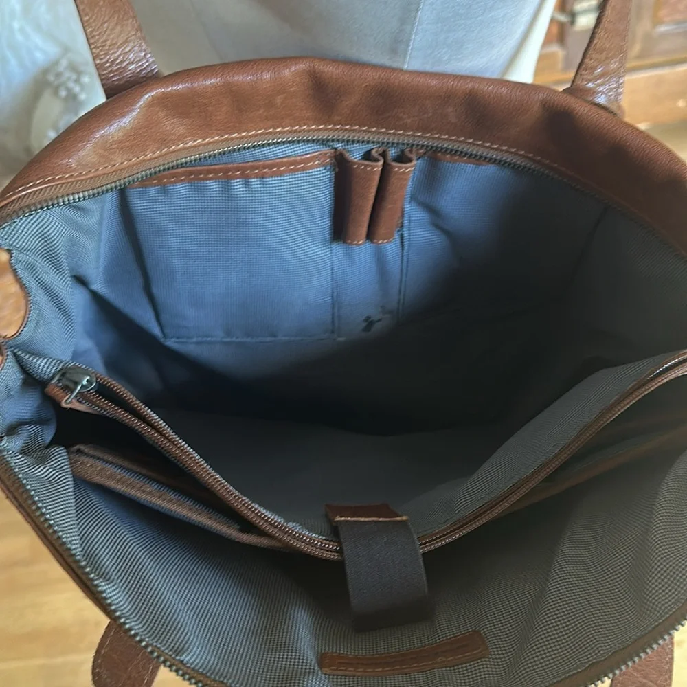 SPIKES & SPARROW COGNAC LEATHER LAPTOP BAG
